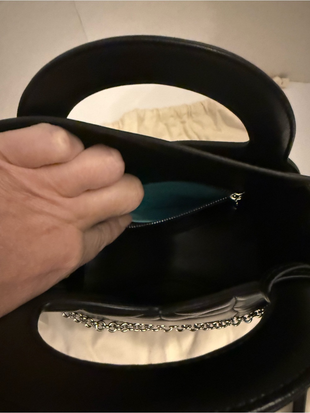 Tiffany & Co. Black Quilted Leather Heart Tote with Chain Strap Purse - Picture 10 of 10